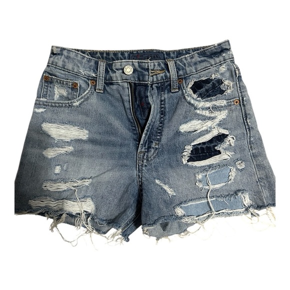 Lucky Brand Light Blue Ripped Jean Shorts - Picture 1 of 4